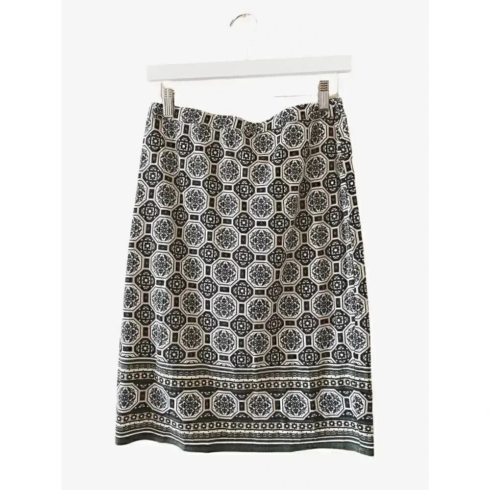 Max Studio Women’s Elastic Waist Geometric Pattern Pencil Skirt SZ S